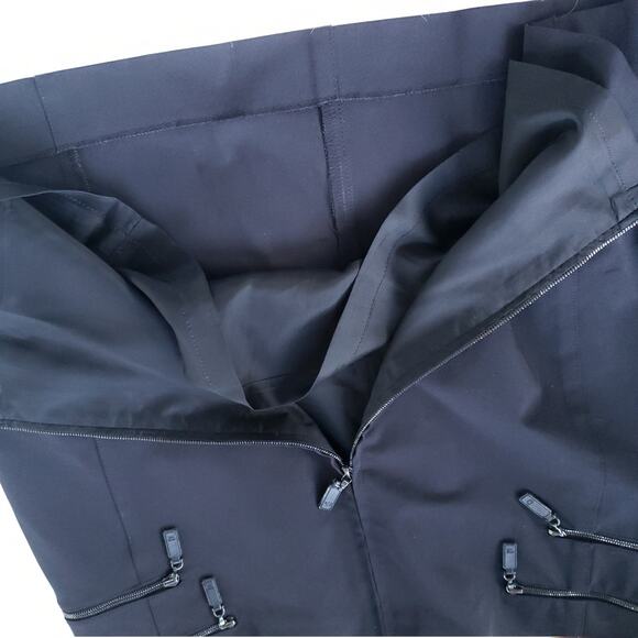 Escada Black Skirt Two Way Zipper Edgy Pockets A-Linen Nylon Women 38 US 8 - Picture 6 of 8